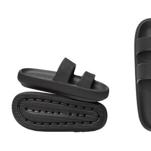 PINK Victoria's Secret Black Sandals with Cushioned Footbed